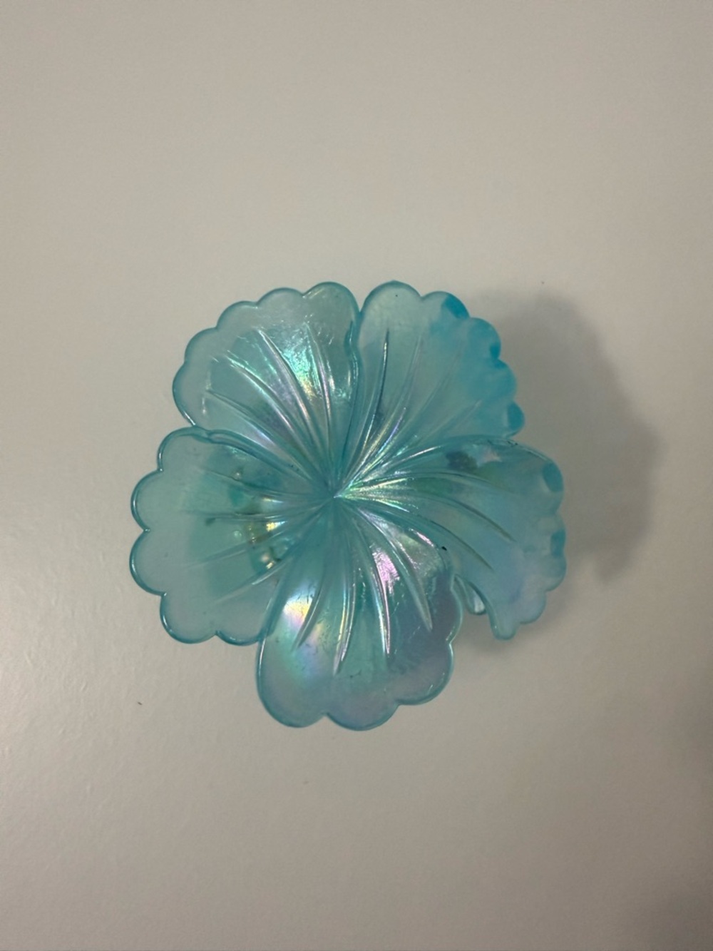 Iridescent Blue Flower Resin Hair Clip